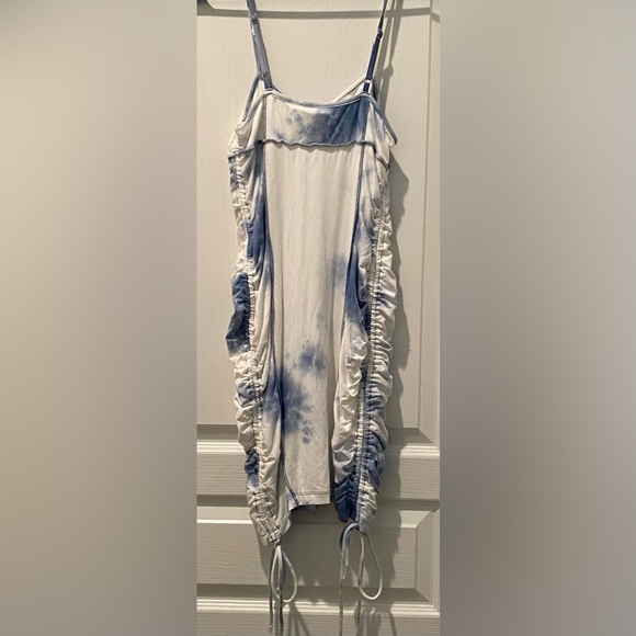 NWT Princess Polly Milan Ruched Bodycon Mini Dress in Blue Tie Dye. - Picture 7 of 11